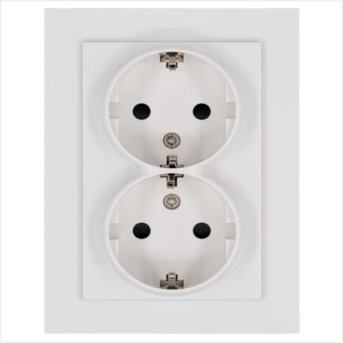 JASMART G - розетки и выключатели Розетка JASMART SCHUKO двойная с защитными шторками Белый глянцевый G5504W