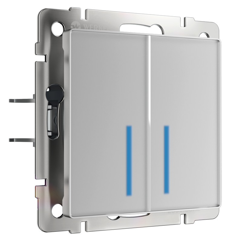 Werkel Серебряный механизмы Сенсорный Выключатель Werkel двухклавишный с подсветкой 1000 Вт (серебряный) W4520006