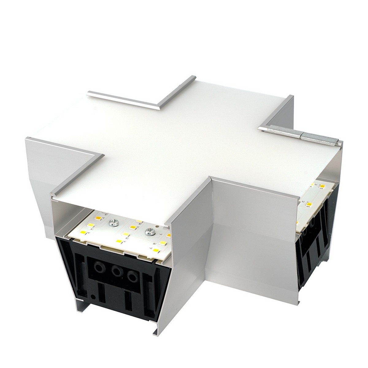 Линейные светодиодные светильники Светильник коннектор Feron AL4036X 6W 3000К-4000К-6400K X-образный серебро RetailRay 51874