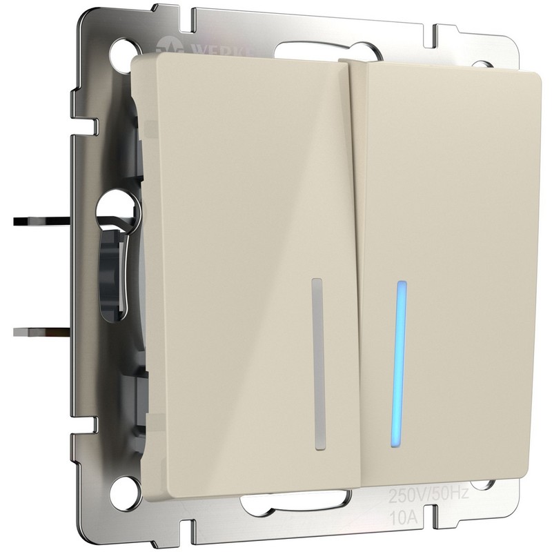 Werkel Слоновая кость механизмы Выключатель Werkel двухклавишный проходной c с подсветкой слоновая кость W1122103