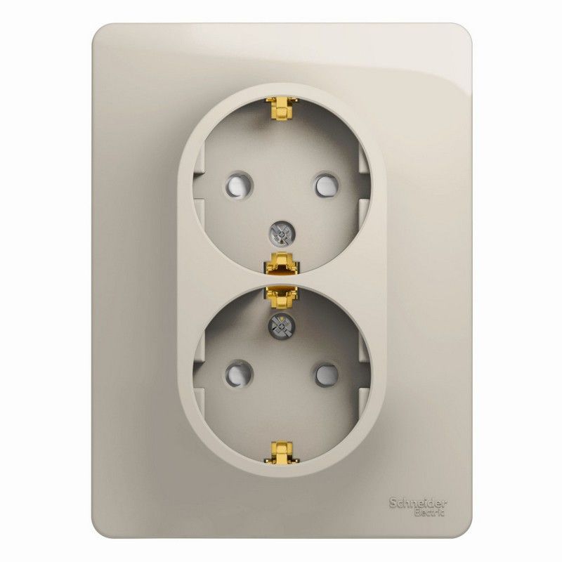 Glossa Молочный Розетка Systeme Electric Glossa Молочная 2-ая с-з со шторками (в сборе) GSL000926