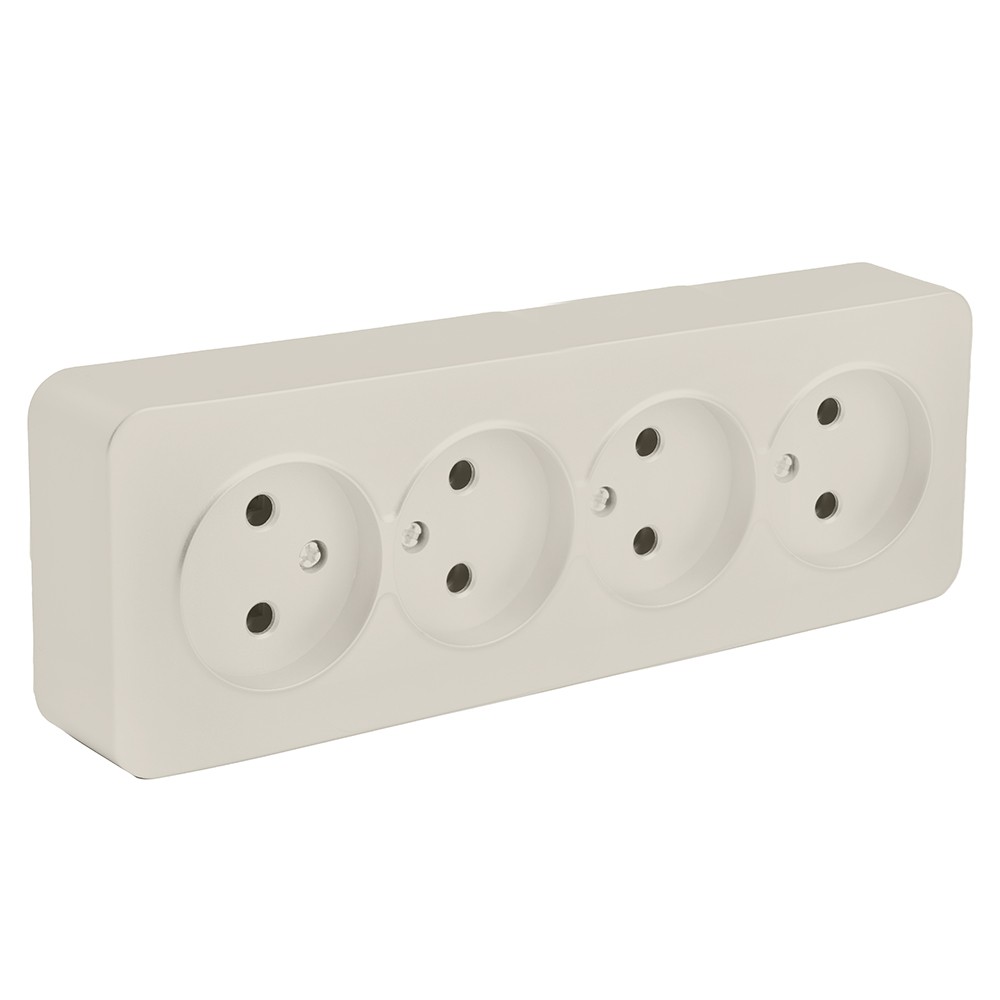 Накладные розетки и выключатели Stekker Розетка 4-местная STEKKER MST10-14-04 б/з открытой установки София слоновая кость 49503