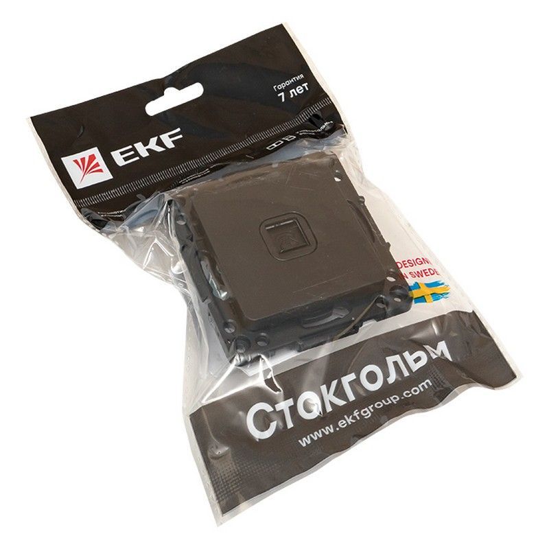 EKF Стокгольм черный Розетка RJ-11 EKF PROxima Стокгольм Черный  EZT01-034-10