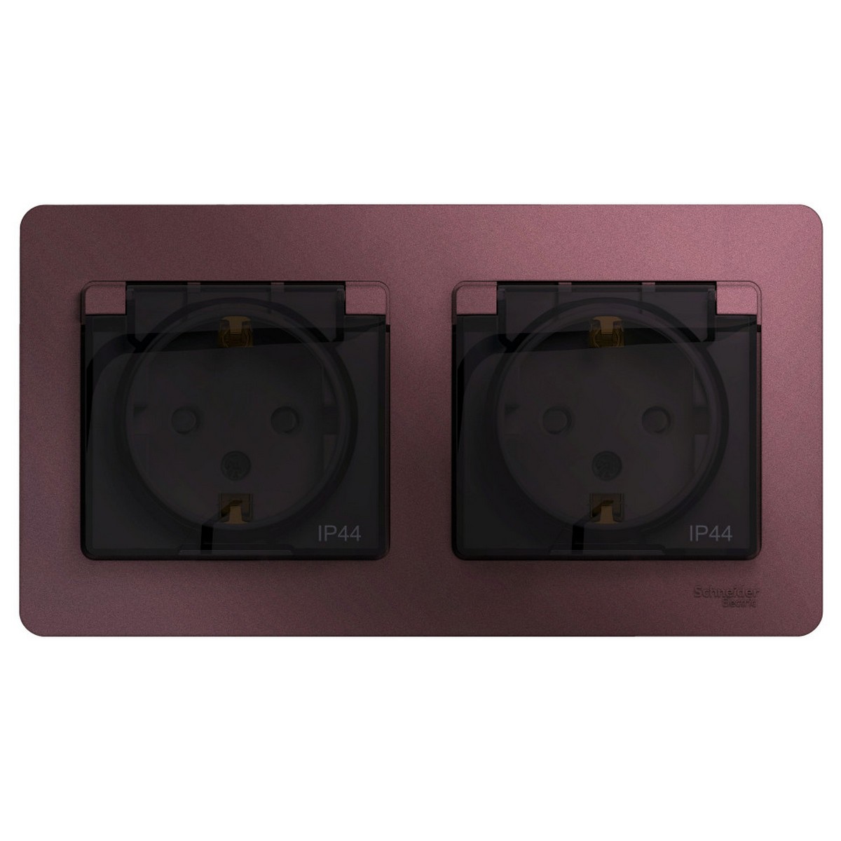 Glossa Баклажан Розетка Systeme Electric Glossa Баклажановая 2-ая с-з со шторками IP44 GSL001147