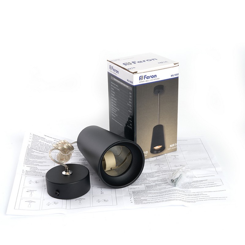 Подвесные светодиодные светильники Светильник подвесной Feron ML1838 Barrel BELL levitation MR16 черный 48421 
