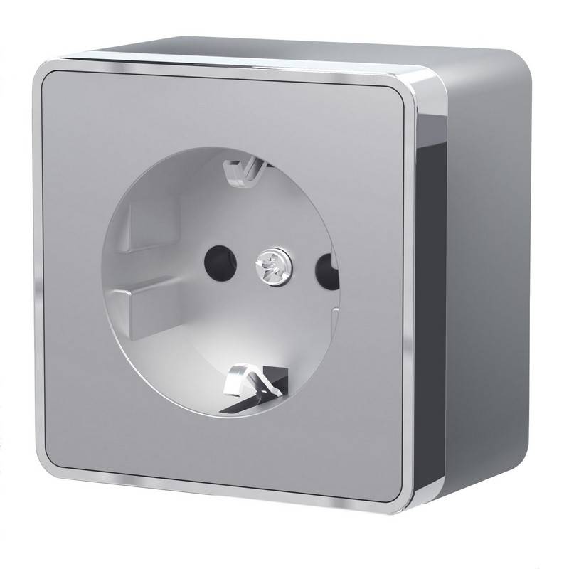 Werkel Gallant серебряный Розетка Werkel с заземлением и шторками Gallant (серебряный) W5071106