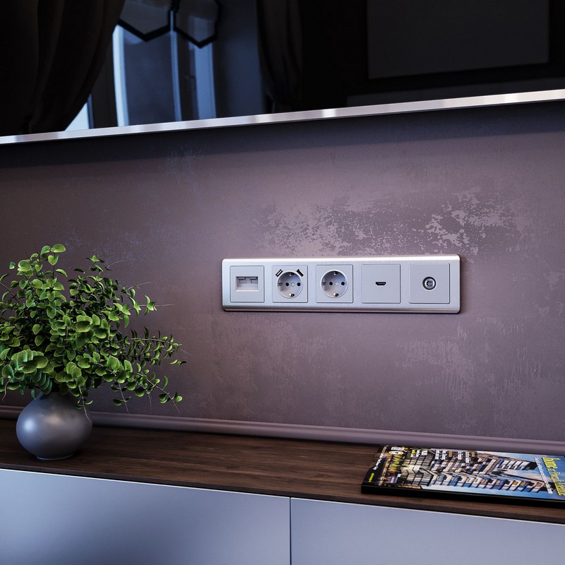 Рамки Werkel Aluminium Рамка Werkel на 5 постов (серебряный) W0052106