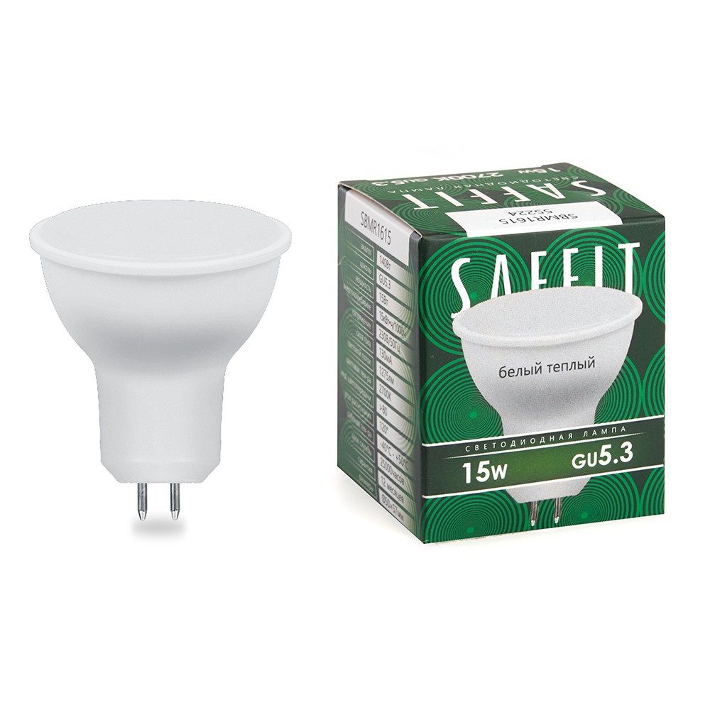 MR11/MR16/GU5.3 Лампа светодиодная SAFFIT SBMR1615 MR16 GU5.3 15W 230V 2700K 55224 