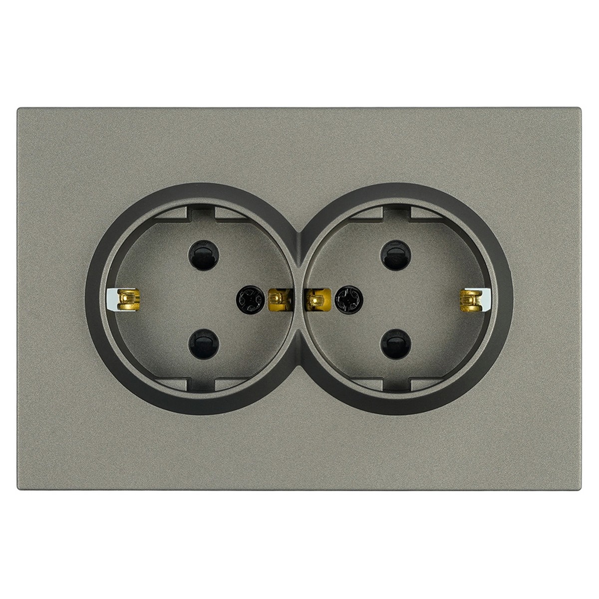 Эмили - Розетки и выключатели Stekker Розетка 2-ая с защитной шторкой с/з 16A STEKKER Эмили RST16-5114-09 антрацит soft touch 49934