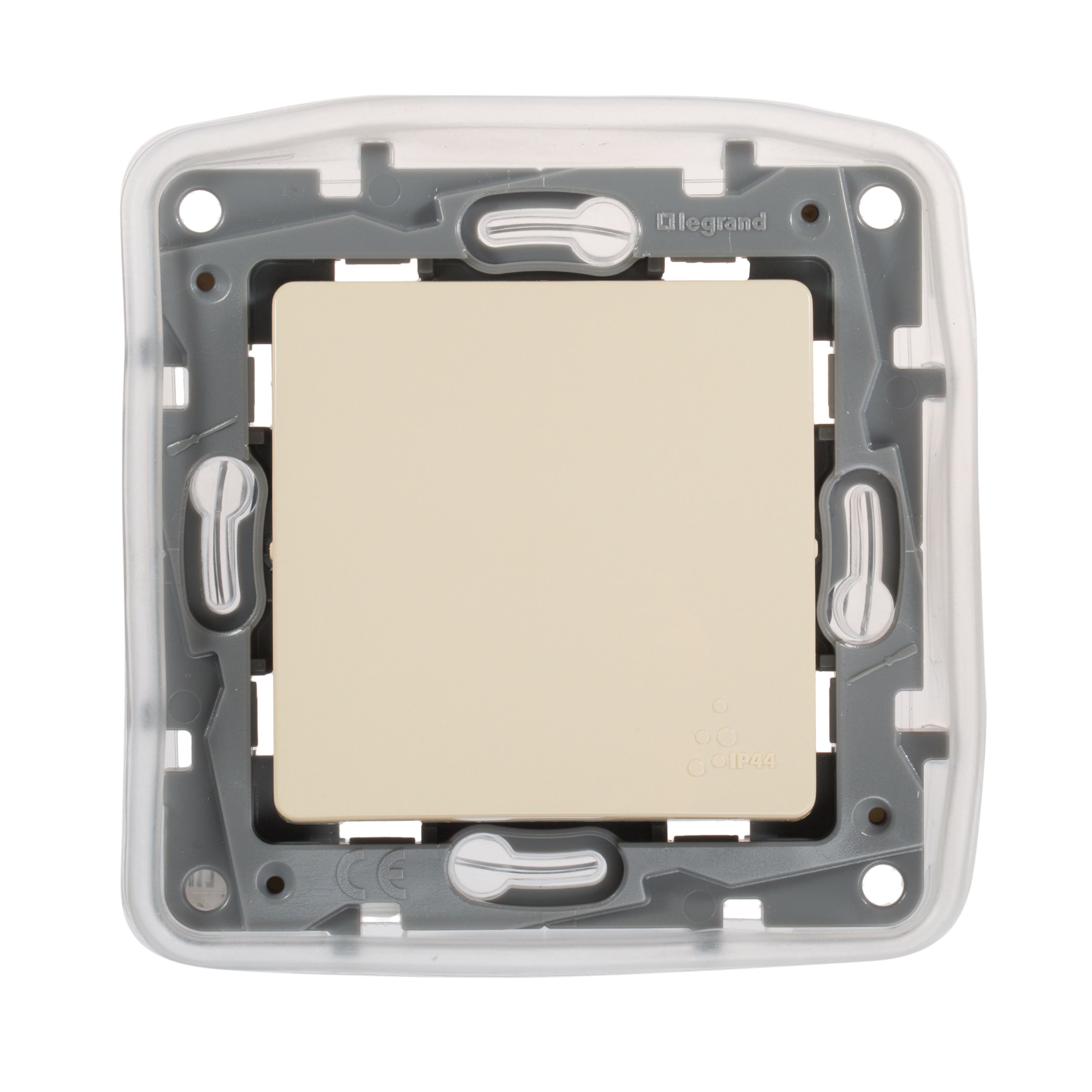 Legrand Etika Слоновая кость Переключатель Legrand Etika слоновая кость 1-клавишный IP44, авт.клеммы, 10AX, 250 В 672300