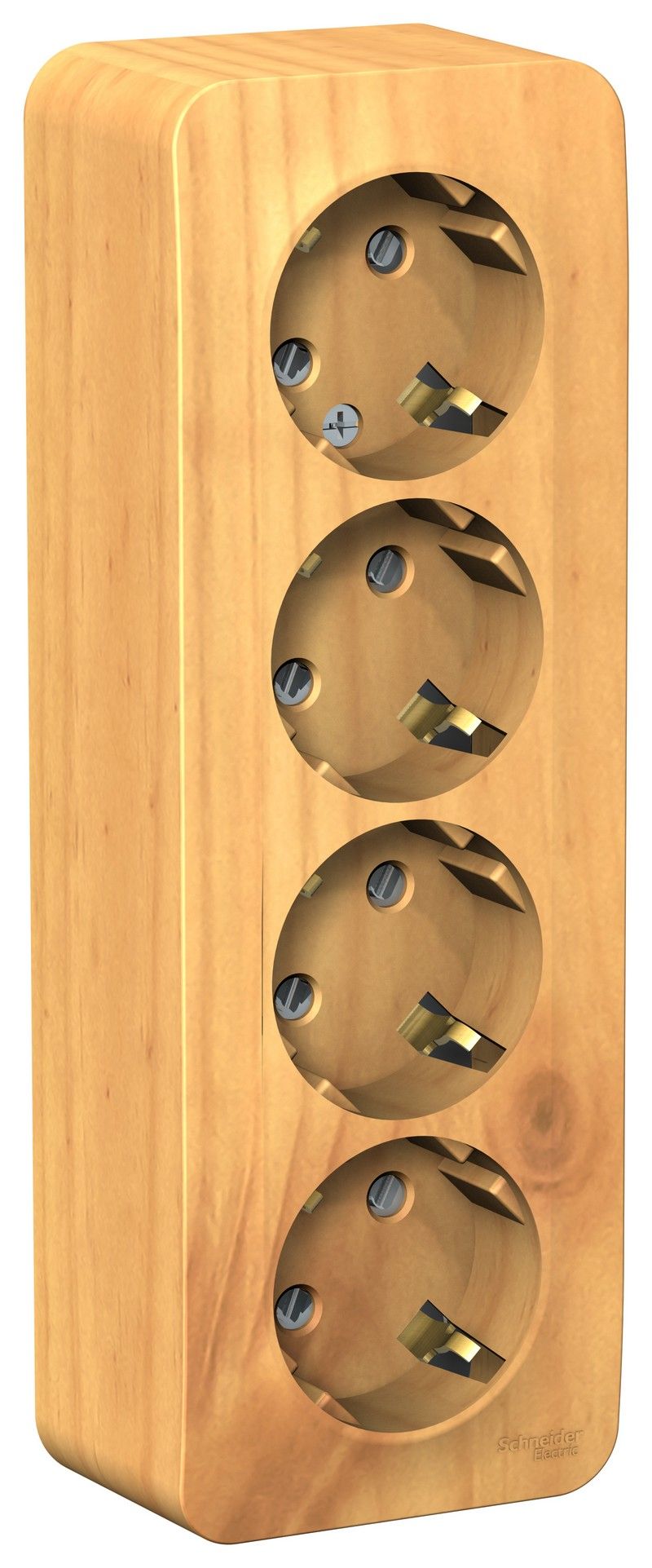 Blanca ясень розетки и выключатели Розетка SE Blanca 4-ая Ясень наружный с/з со шторками изолир. пластина BLNRA011415