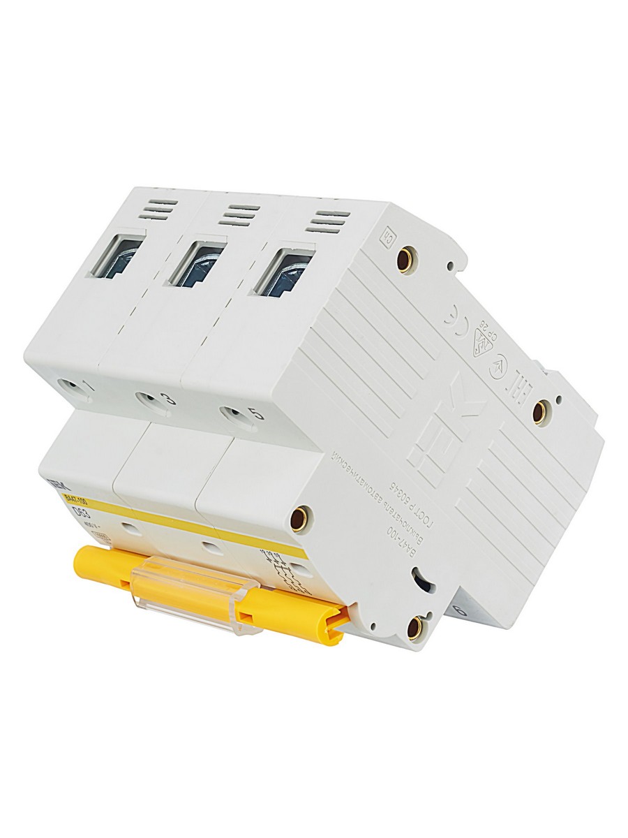 3 полюсные (трехполюсные) Автоматический выключатель IEK KARAT ВА47-100 3Р 63А 10кА х-ка D MVA40-3-063-D 