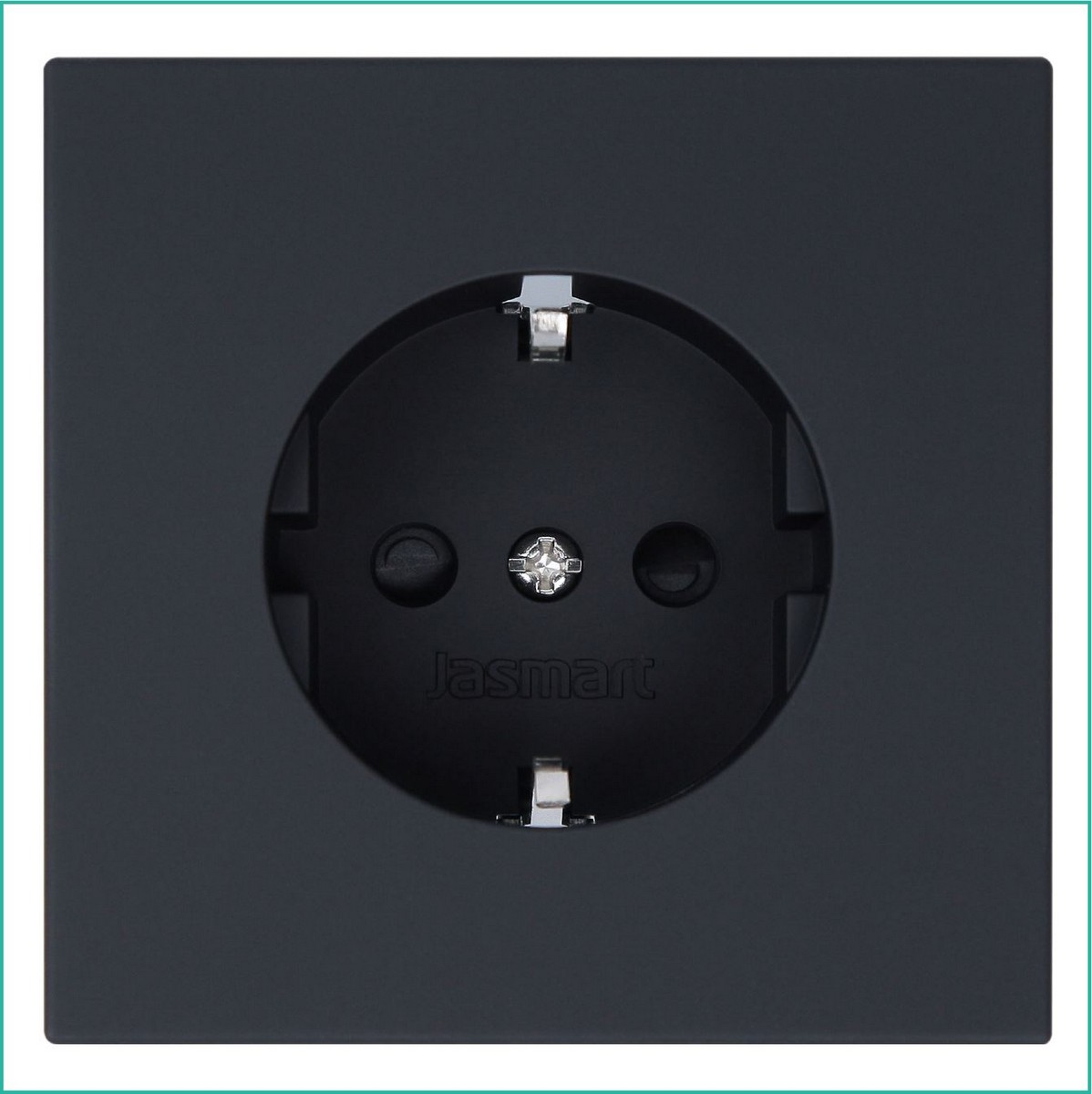 JASMART FD - розетки и выключатели Розетка JASMART FD SCHUKO с защитными шторками Черный матовый (soft touch) 5501PBM
