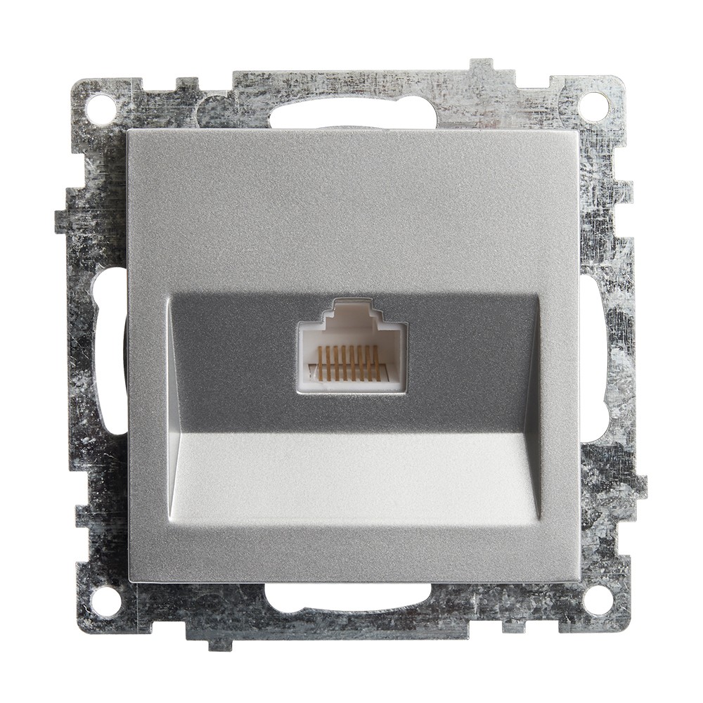 Катрин - Розетки и выключатели Stekker Розетка компьютерная 1-местная RJ-45 STEKKER GLS00-7107-03 Катрин серебро 39585