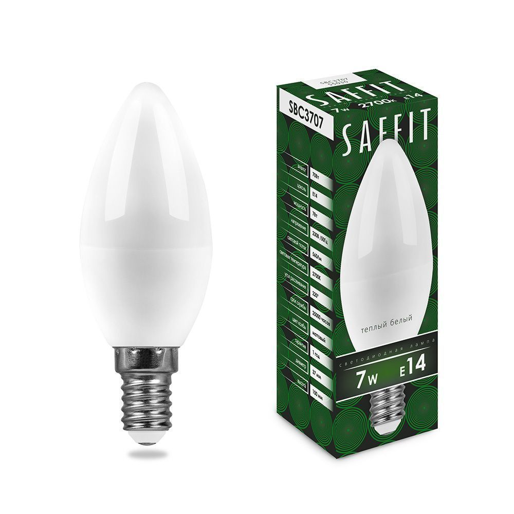 E14 Лампа светодиодная SAFFIT SBC3707 Свеча E14 7W 2700K 55030 