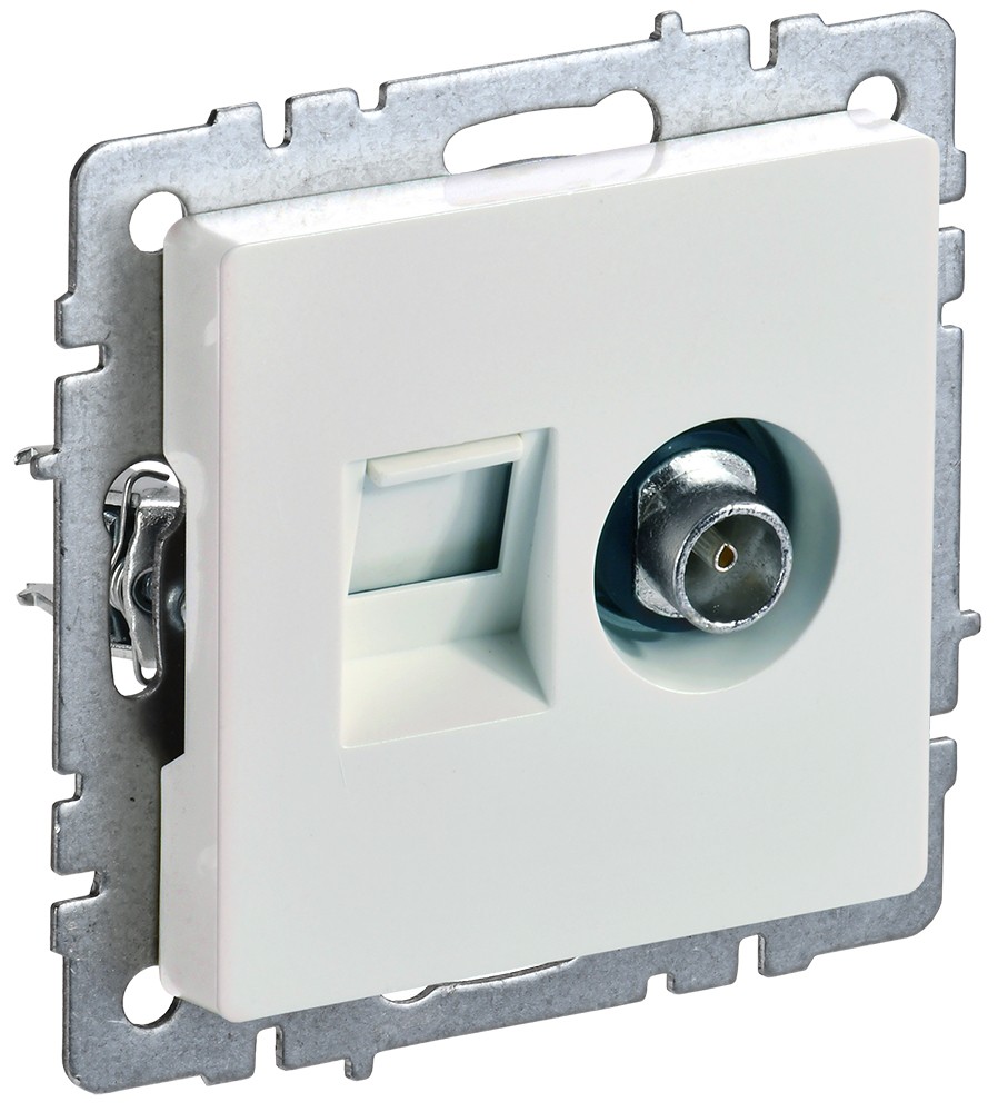 IEK Brite Жемчуг Розетка IEK BRITE двойная TV+RJ45 кат.5E РТВ/РК12-БрЖ жемчуг BR-AK20-1-K36