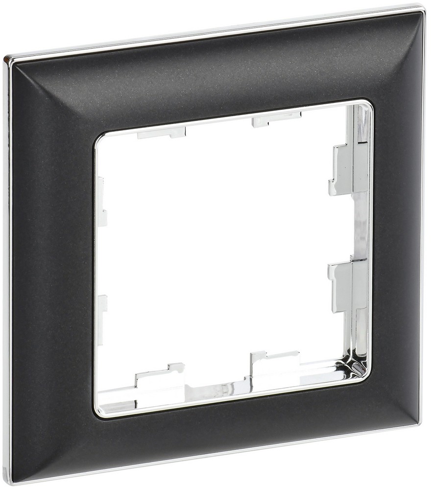IEK Brite Рамки Рамка IEK BRITE DECOR Черный/хром 3D-форма 1-мест. РУ-1-Бр BR-M12-12-2-K23