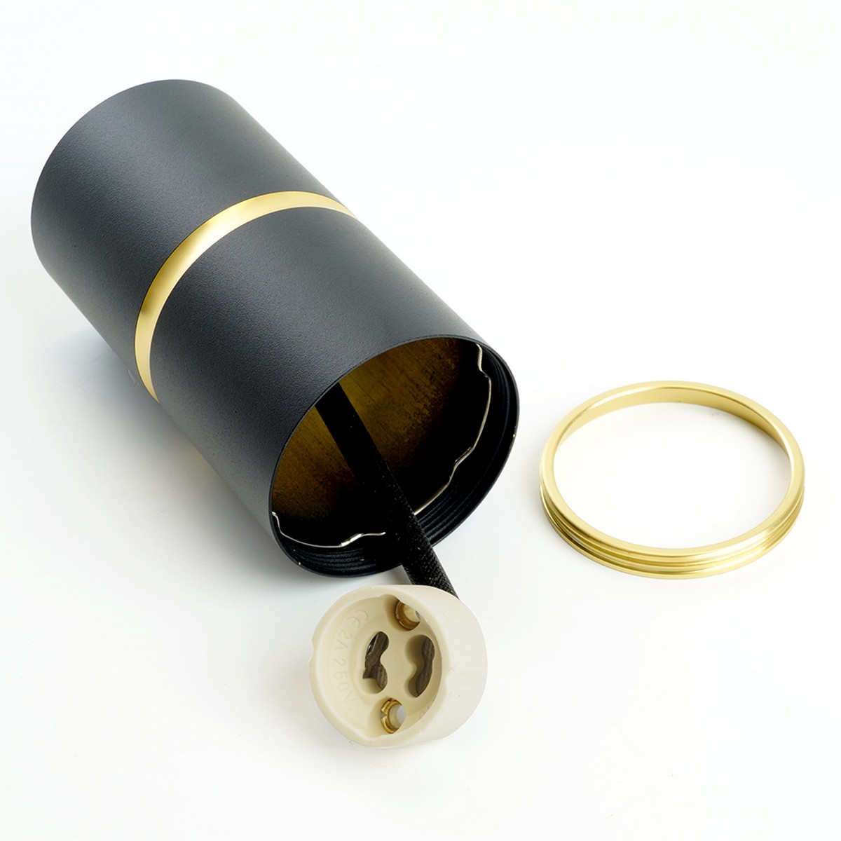 Светильники споты светодиодные Светильник спот потолочный Feron ML186 Barrel ZEN GU10 чёрный золото 48639 