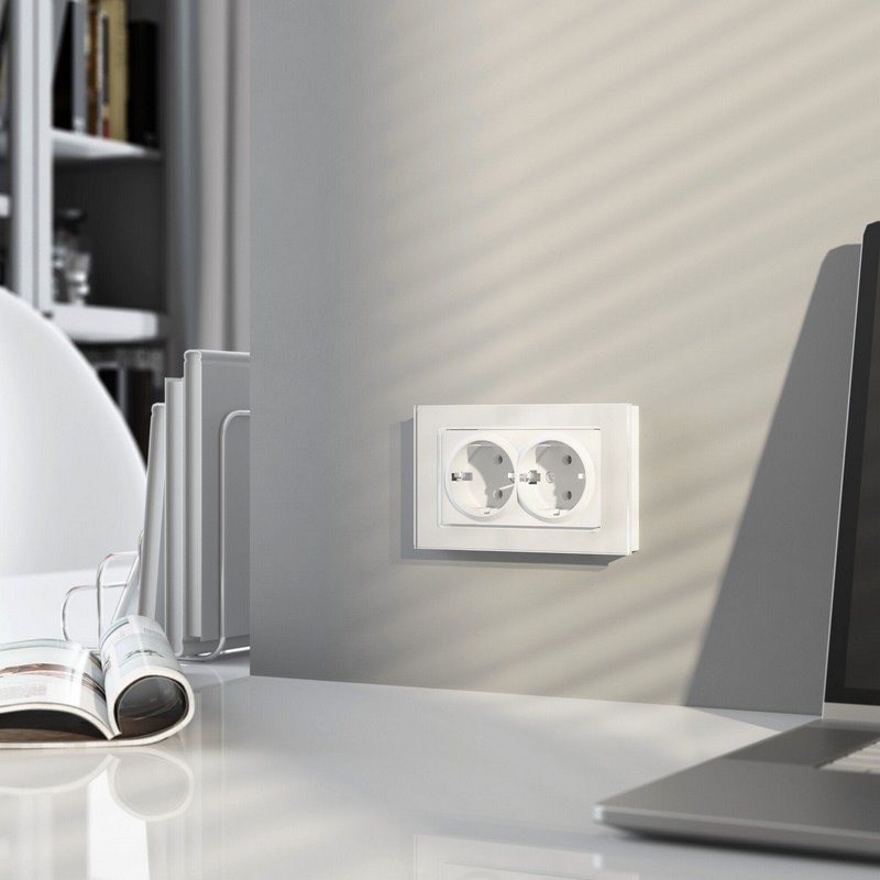 Werkel Белый матовый механизмы Розетка Werkel двойная с заземлением (белый матовый) W1172061