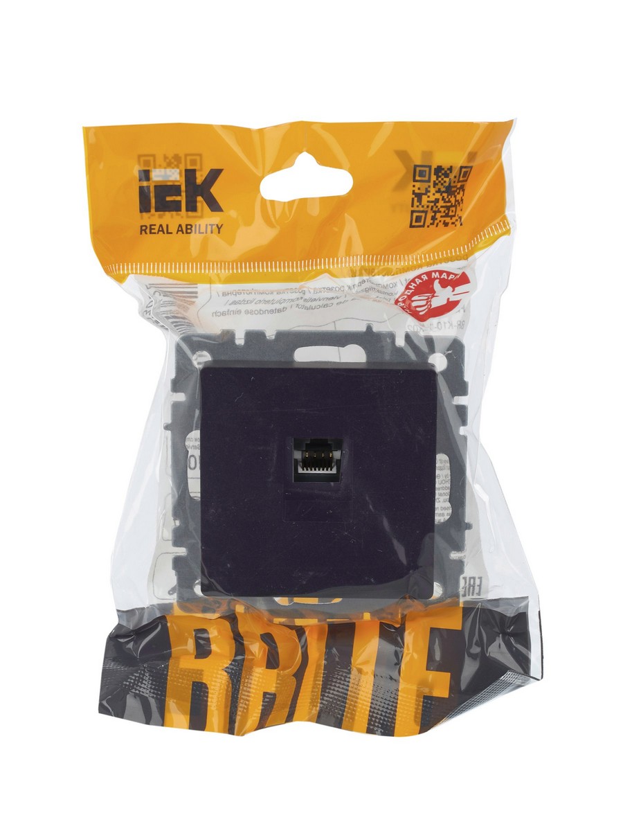 IEK Brite Черный Розетка IEK BRITE компьютерная RJ45 кат.5E РК10-БрЧ черный BR-K10-1-K02