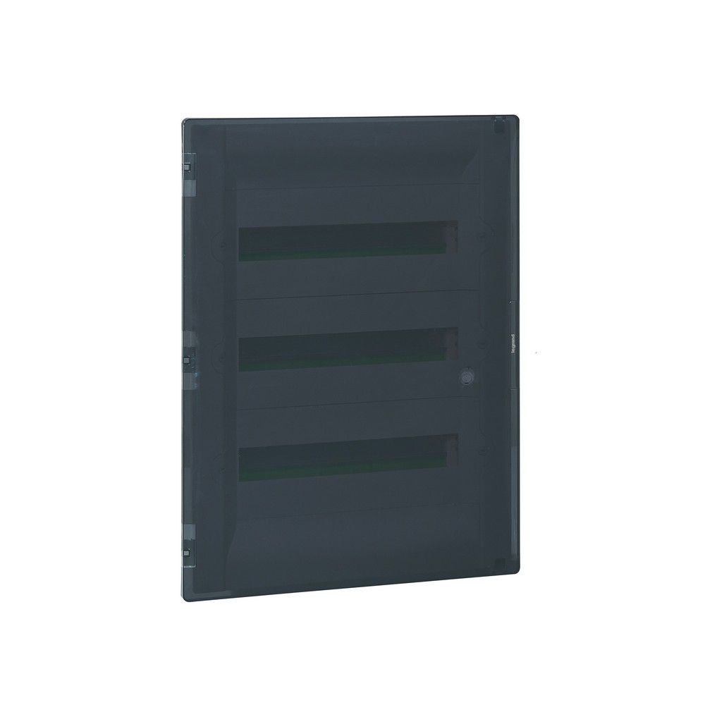 Пластиковые боксы и щиты Legrand Бокс Legrand Practibox встроенный 54 модулей 3 рейки с клеммиком заземления прозрачная дверь 401708