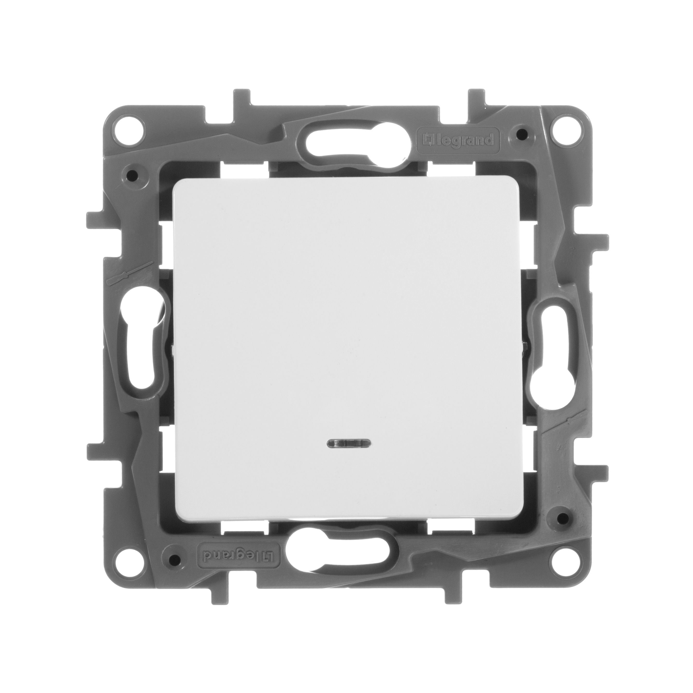 Legrand Etika Белый Переключатель Legrand Etika белый 1-клавишный с подсветкой, 10А, авт. клем 672215