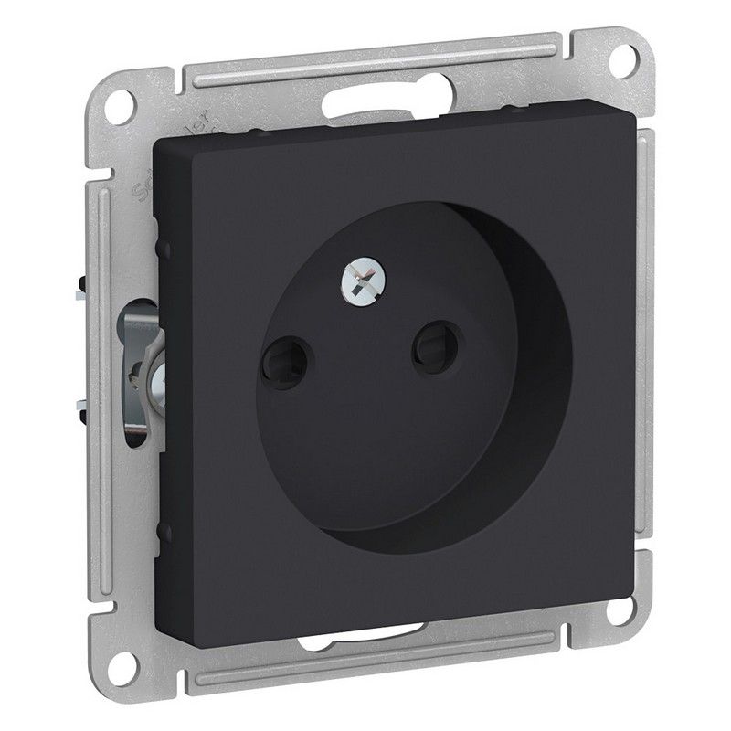 AtlasDesign Карбон Розетка Systeme Electric AtlasDesign Карбон б/з со шторками, 16А, ATN001049