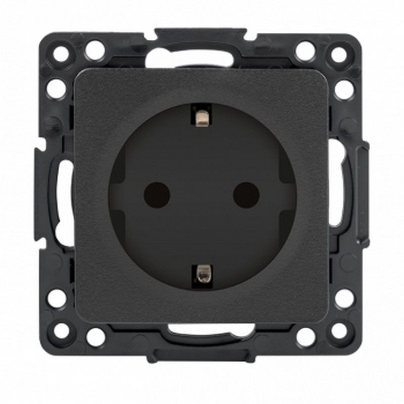 EKF Стокгольм черный Розетка с/з EKF PROxima Стокгольм Черный о шторками 16А EZR16-028-10