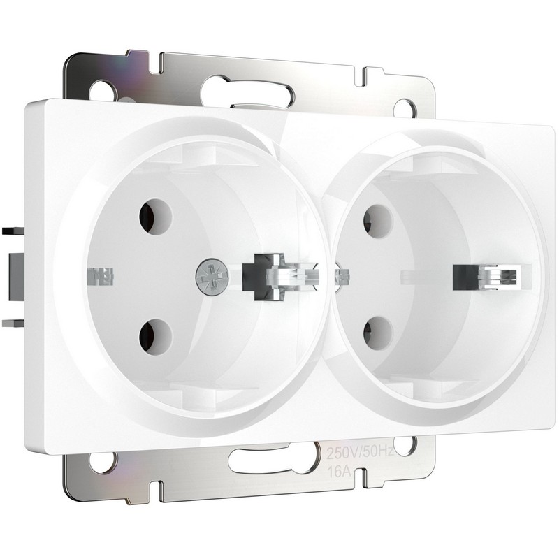 Werkel Белый механизмы Розетка двойная с заземлением Werkel белая W1172001