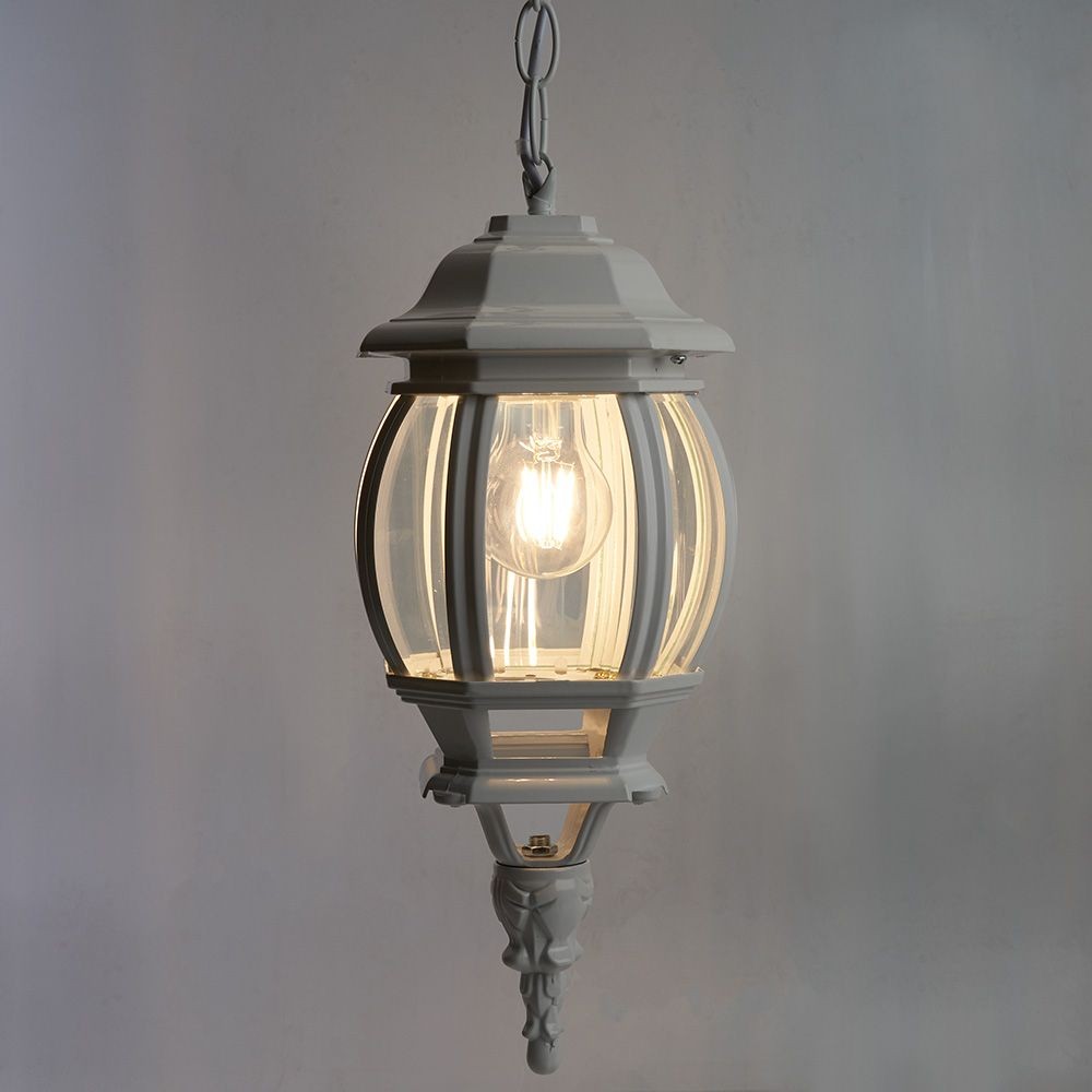 Уличные светильники на цепочке Уличный светильник Feron 8105 восьмигранный на цепочке 100W E27 230V, белый 11103 