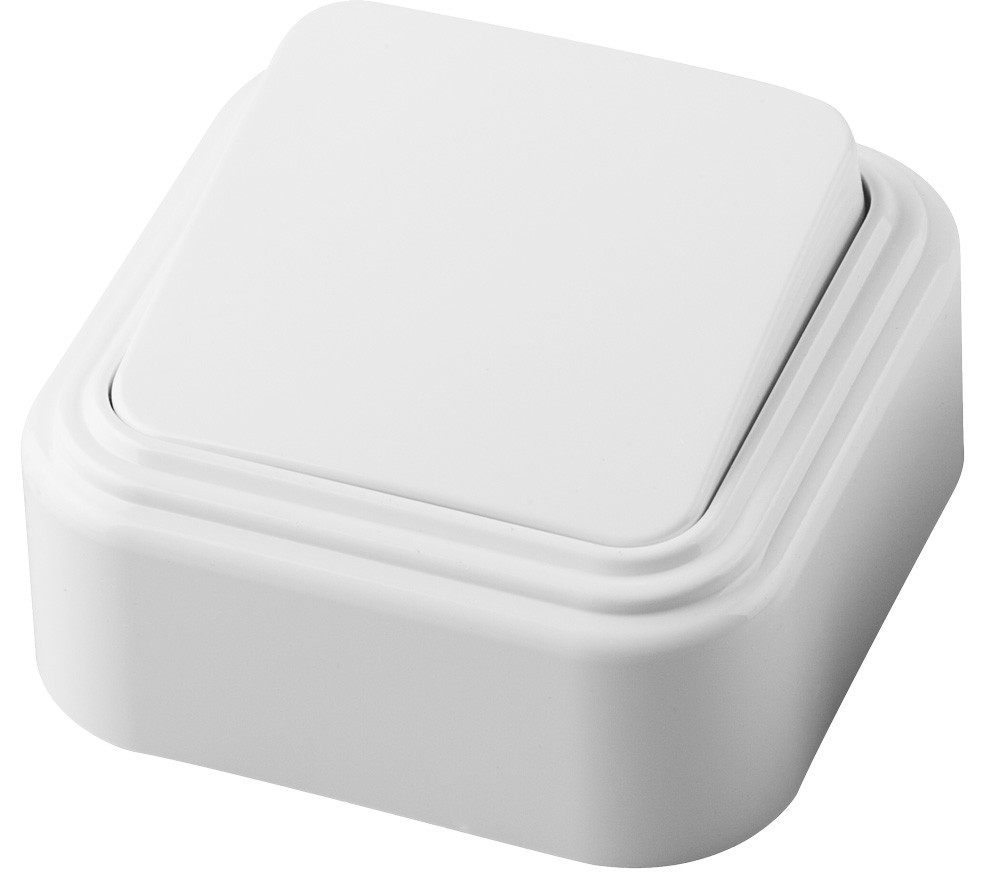 Накладные розетки и выключатели Stekker Выключатель STEKKER PSW06-21-20 одноклавишный открытой установки 6А белый Брест 32742