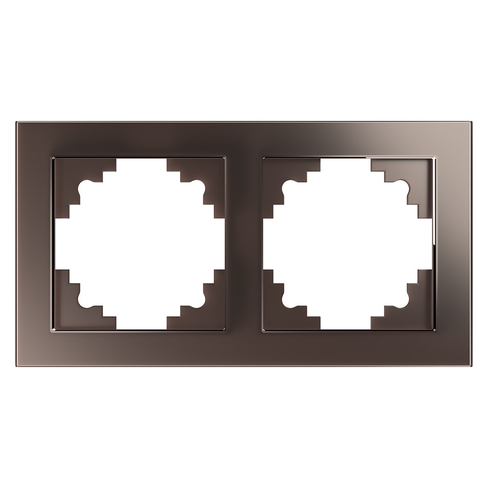 Катрин - Розетки и выключатели Stekker Рамка 2-местная стекло STEKKER GFR00-7002-04 серия Катрин шоколад 39536