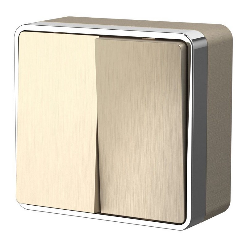 Werkel Gallant шампань рифленный Выключатель Werkel двухклавишный Gallant (шампань рифленый) W5020010