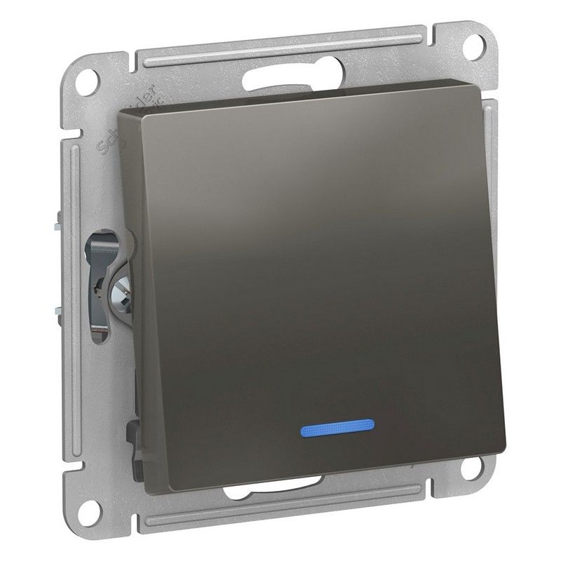 AtlasDesign Сталь Переключатель 1-клавишный Systeme Electric AtlasDesign Сталь с подсветкой, сх.6а, ATN000963