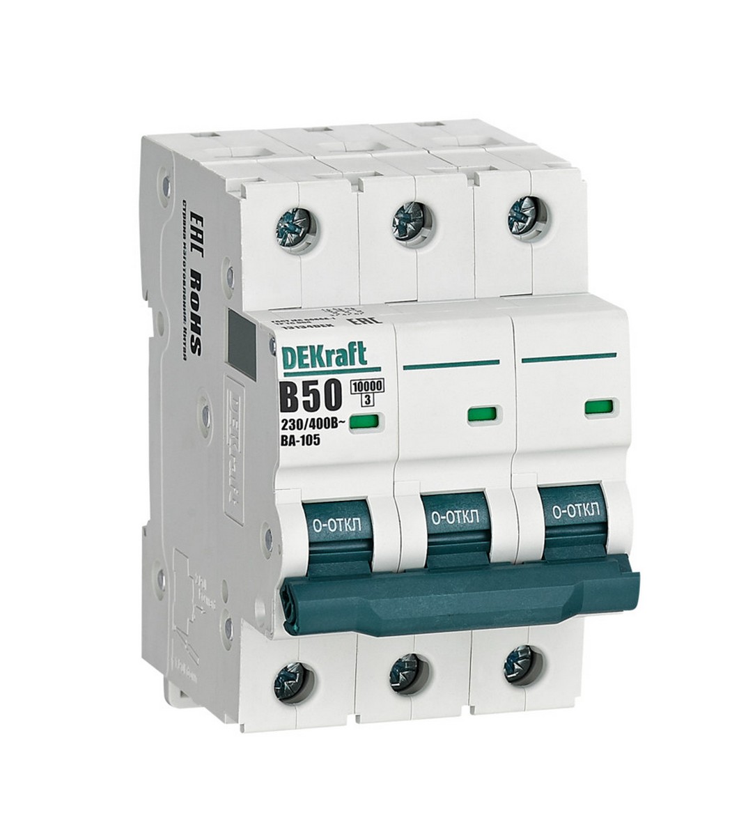 3 полюсные (трехполюсные) Автоматический выключатель Dekraft ВА105-3P-050A-B 13134DEK