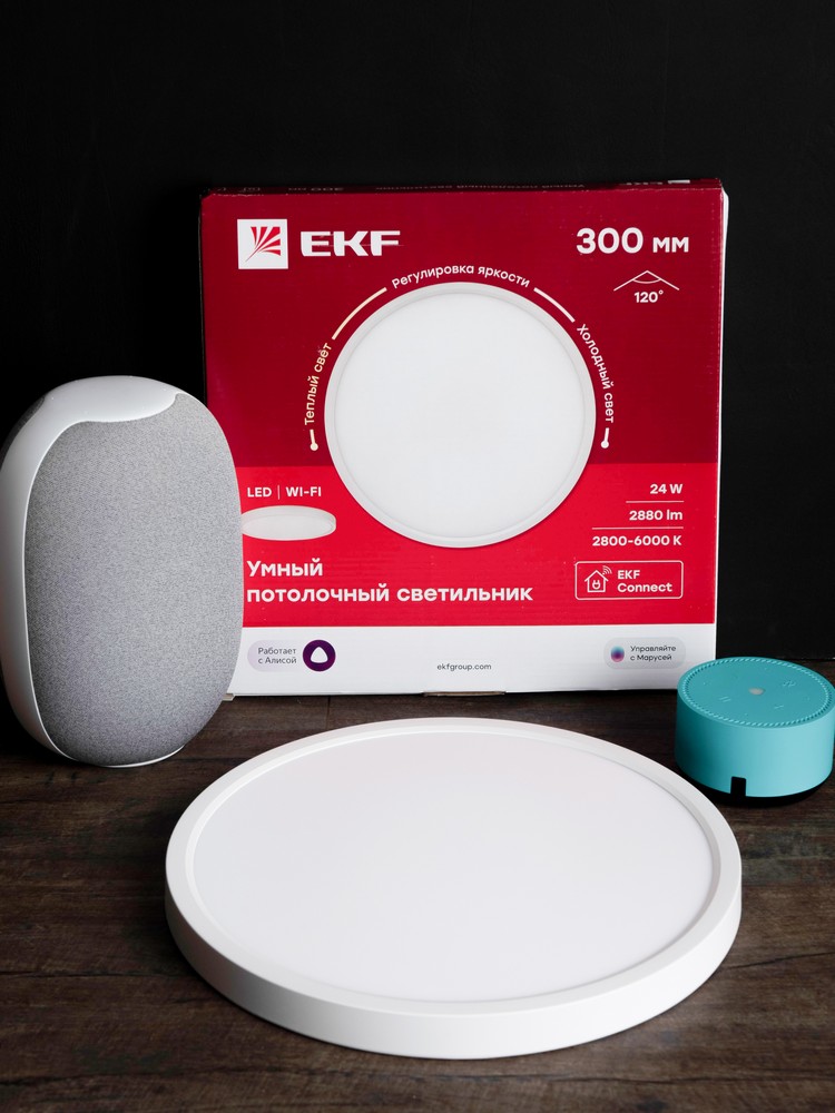 Управляемые светодиодные светильники и люстры Умный потолочный светильник EKF Connect 300 мм 24W sclwf-300-cct 