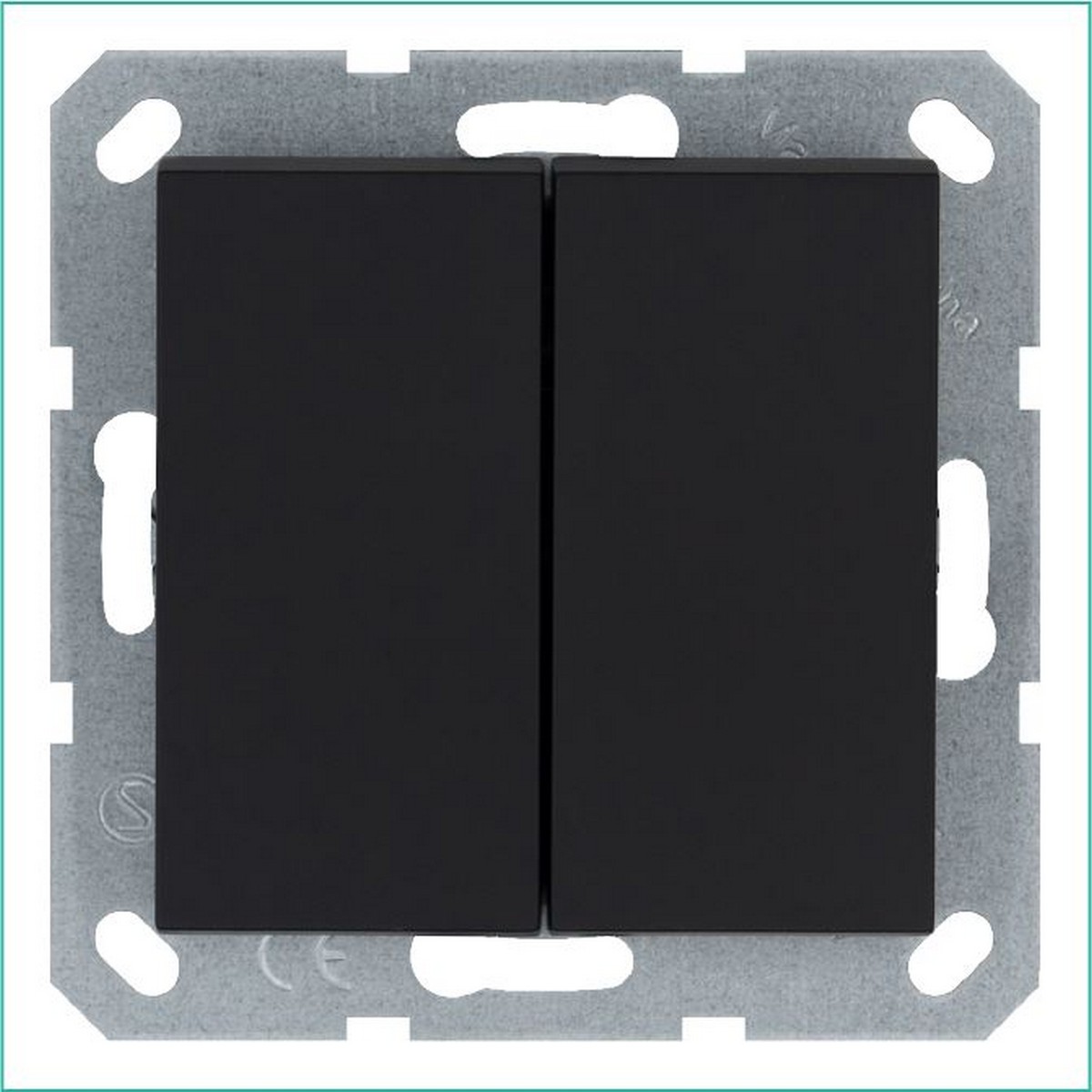 JASMART G - розетки и выключатели Выключатель JASMART двухклавишный перекрестный Черный матовый (soft touch) G3014PB