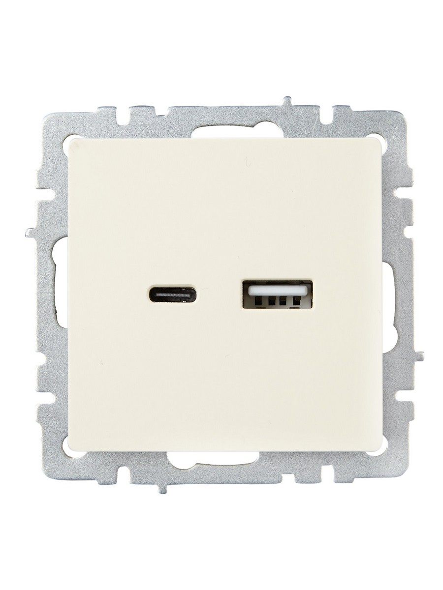 IEK Brite Бежевый Розетка IEK BRITE USB A+C 18Вт РЮ11-1-БрКр бежевый BR-U22-018-K10