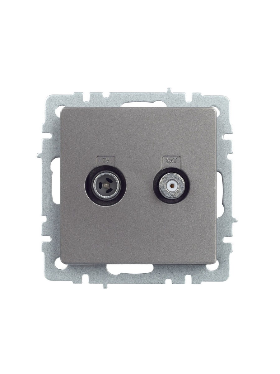 IEK Brite Сталь Розетка IEK BRITE двойная TV+SAT РТВ/РСп12-БрС сталь BR-AF20-O-K46