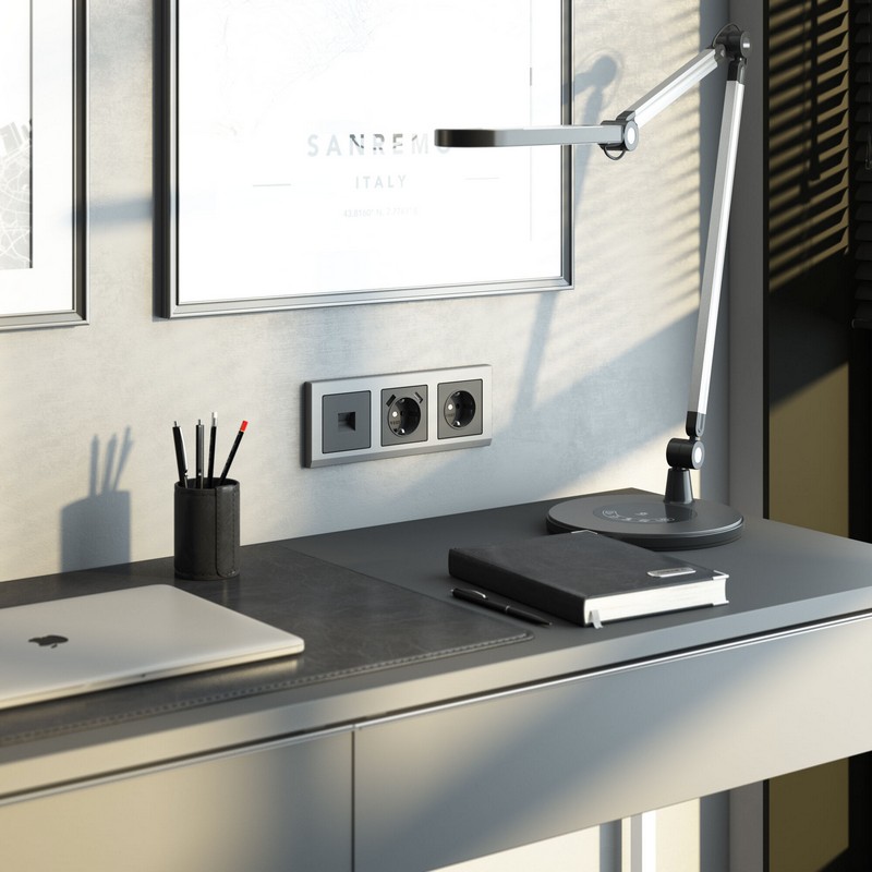 Werkel Графит матовый Розетка Werkel с заземлением и шторками (графит матовый) W1171164