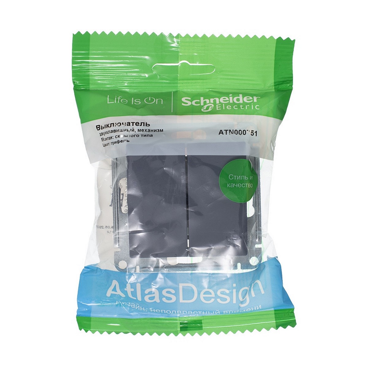 AtlasDesign Грифель Выключатель 2-клавишный Systeme Electric AtlasDesign Грифель ATN000751