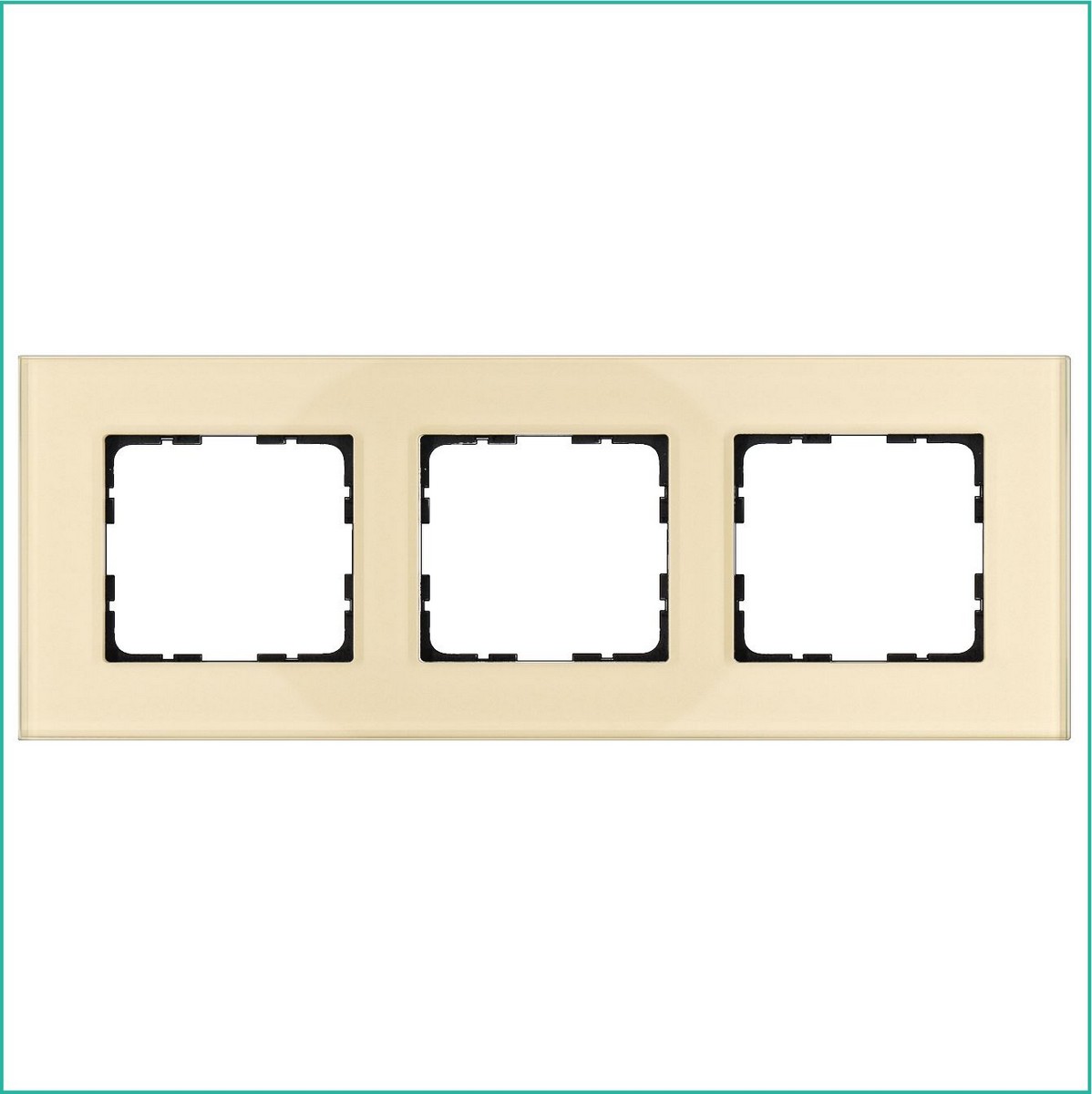 JASMART G - розетки и выключатели Рамка JASMART 3-постовая стекло Champagne Gold GLASS G1003GG