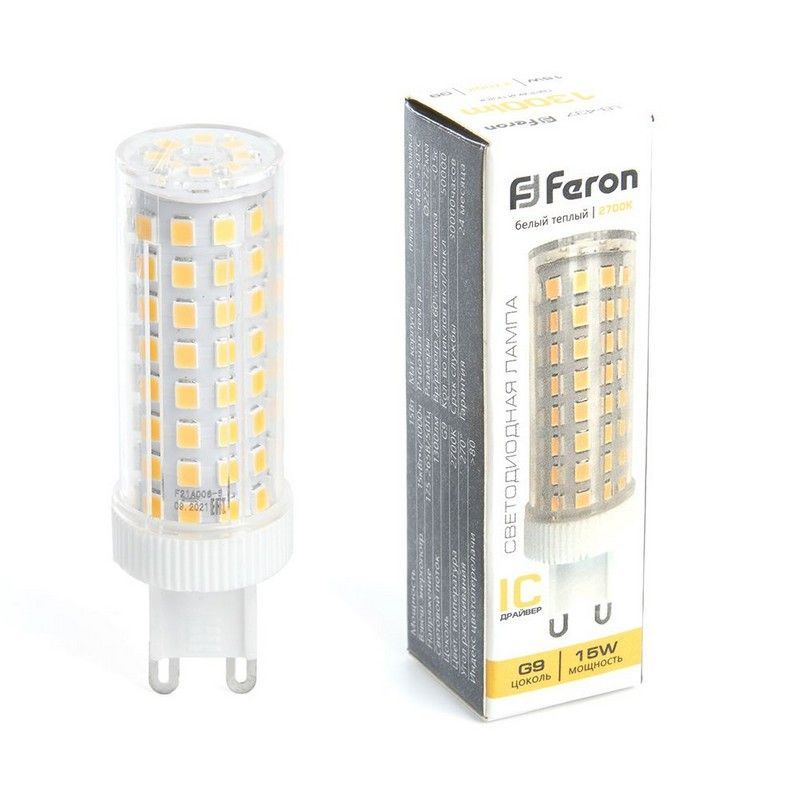 G9 Лампа светодиодная Feron LB-437 G9 15W 2700K 38212
