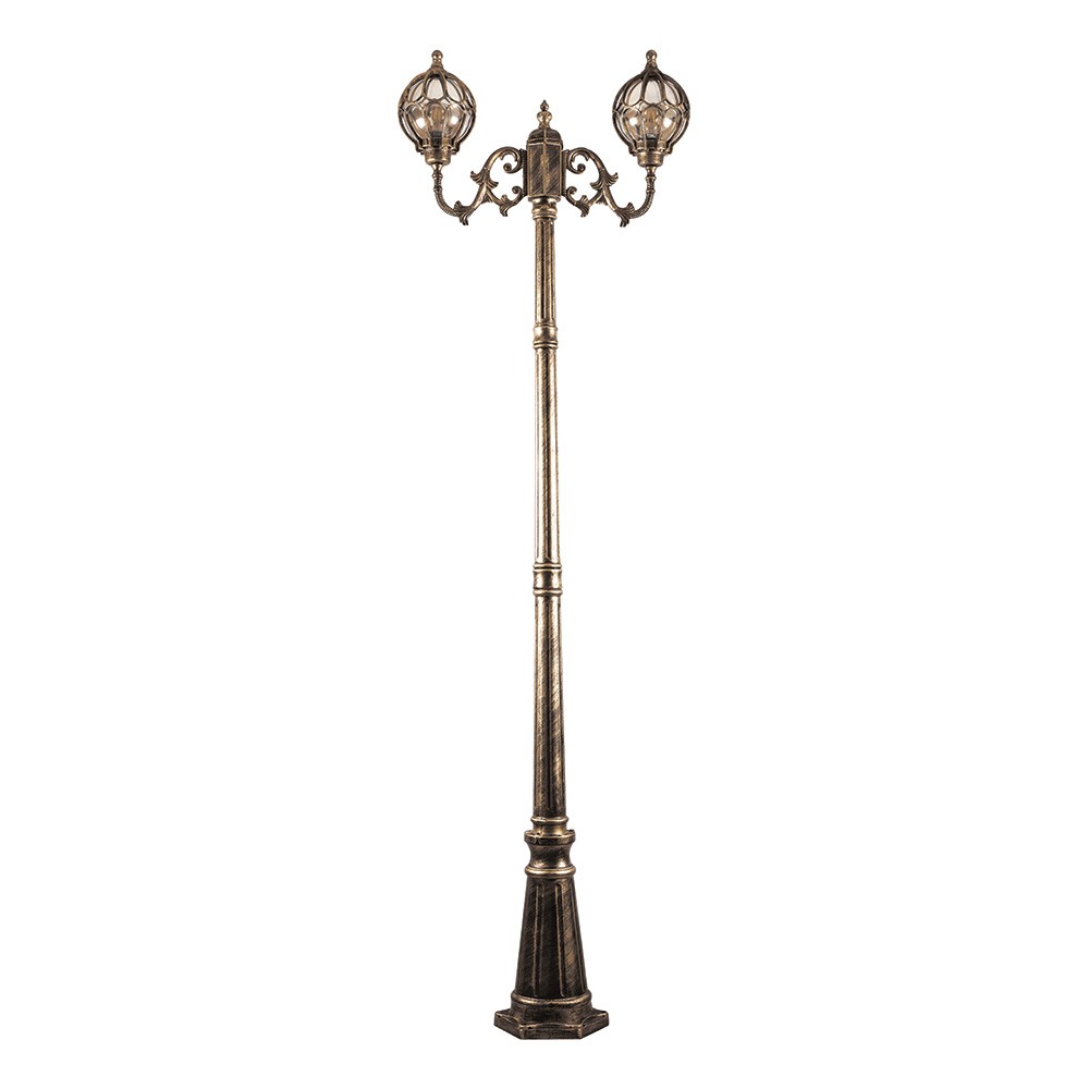 Уличные светильники столб Уличный светильник Feron PL3708 столб круглый 2*60W 230V E27, черное золото11384