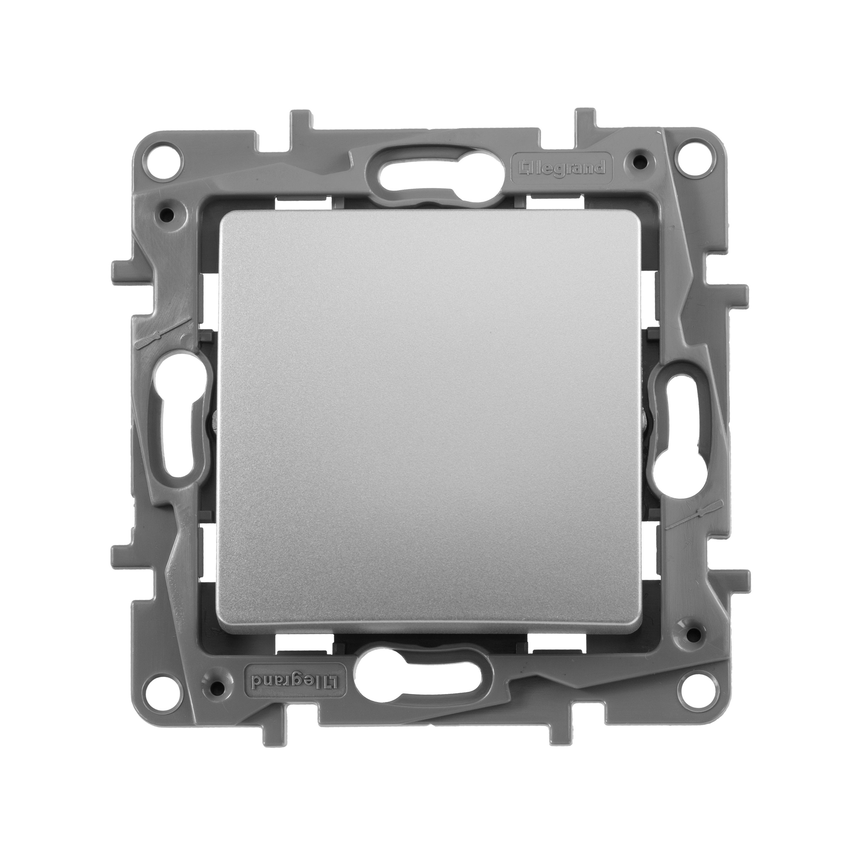 Legrand Etika Алюминий Переключатель Legrand Etika алюминий 1-клавишный, авт.клеммы, 10 AX, 250 В 672405