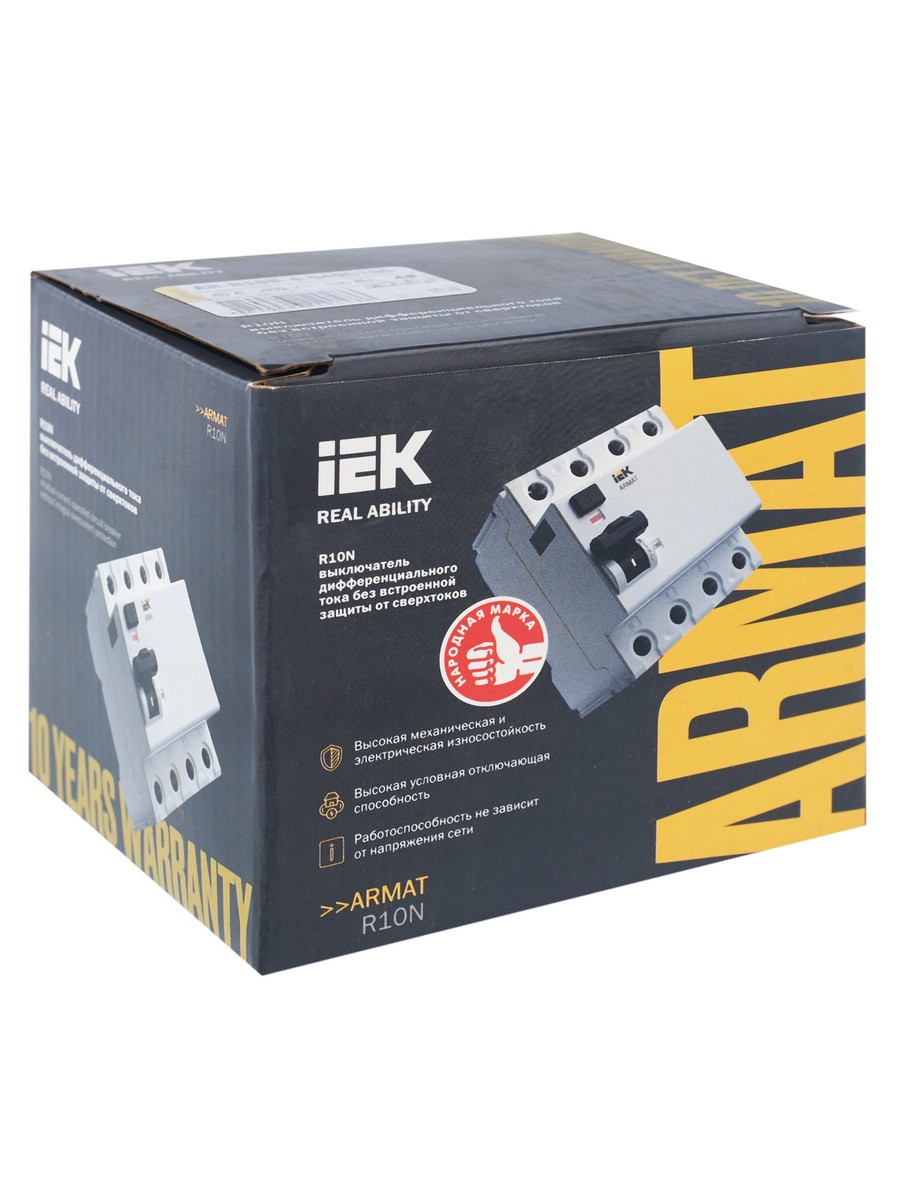IEK ВДТ УЗО IEK ARMAT R10N 4P 40А 100мА тип AC AR-R10N-4-040C100 
