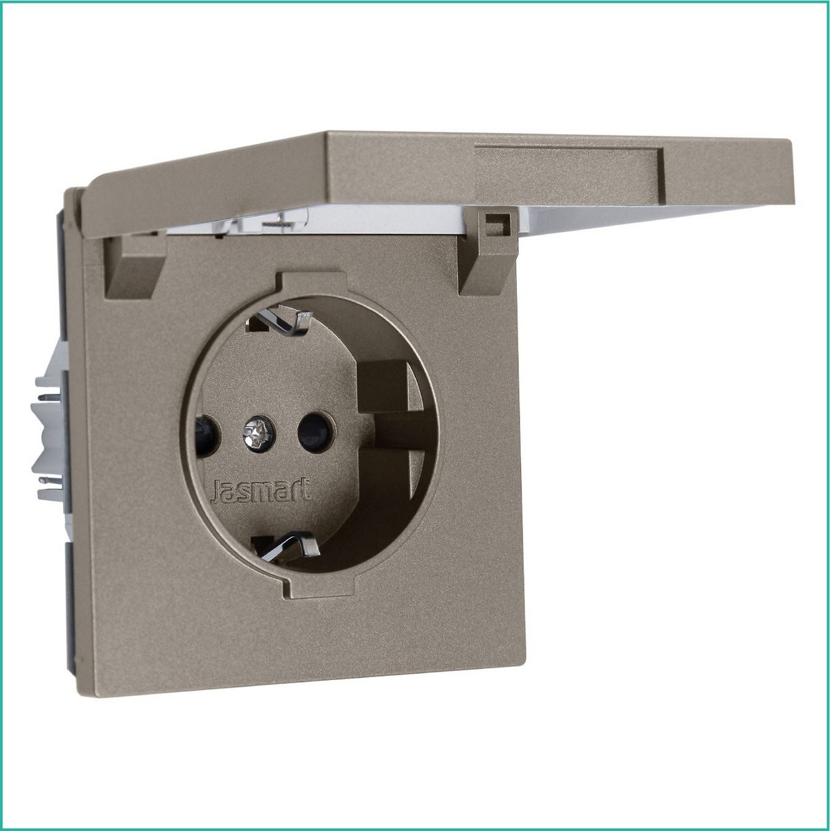 JASMART FD - розетки и выключатели Розетка JASMART FD SCHUKO с крышкой и защитными шторками Бронза 5505BR