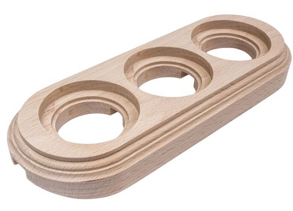 Bironi Лизетта - Ретро розетки и выключатели Рамка 3-ая BIRONI Натурэль на бревно 240мм BFC24-630-10