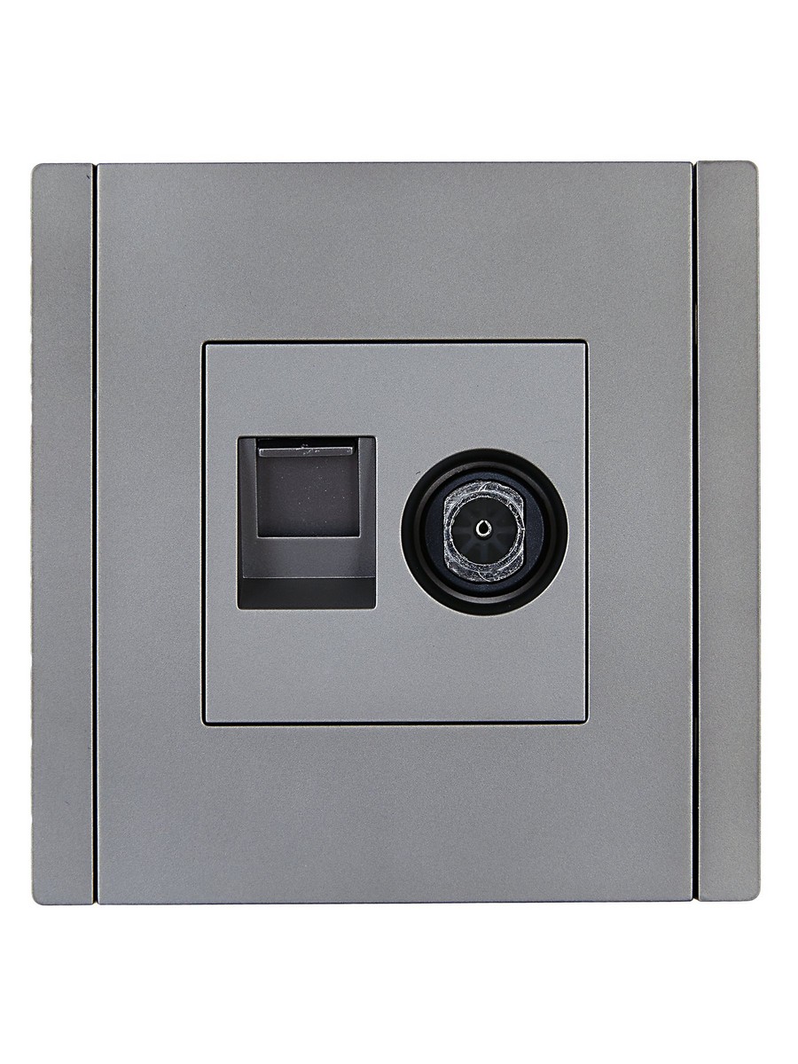 IEK FORTE&PIANO Сталь Розетка IEK FORTE&PIANO Сталь двойная TV+RJ45 кат.6 FP537