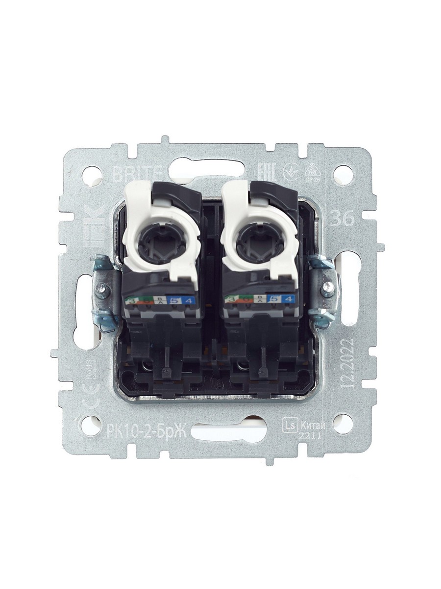 IEK Brite Жемчуг Розетка IEK BRITE компьютерная двойная кат.5E RJ45 РК10-2-БрЖ жемчуг BR-K20-1-K36